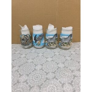 Welch's Endangered Species Collection Glass Set 4 Asian Elephant Peregrine Zebra